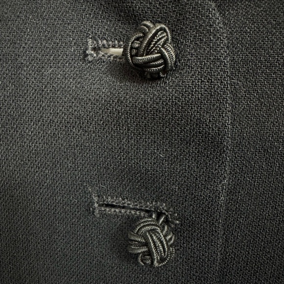 Vintage 80s 90s Ann Taylor Size 8 Long Blazer Black Wool Embroidered Sleeves - Picture 5 of 10